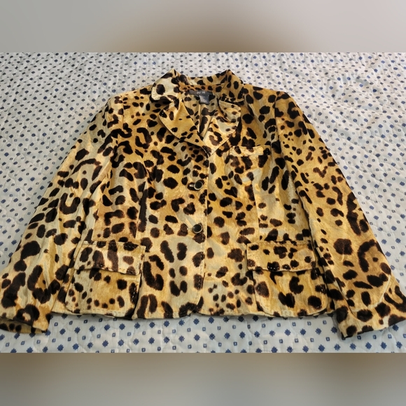 Per Se Velvet Silk Leopard Print Jacket size 16 - Picture 3 of 8
